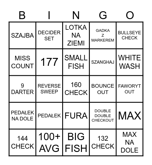 BINGO DART WORLDS Bingo Card