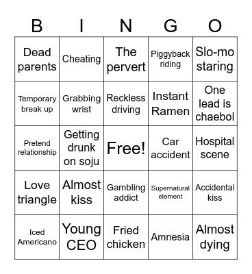 KDrama Bingo Card