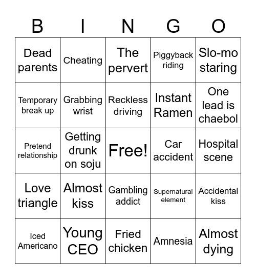 KDrama Bingo Card