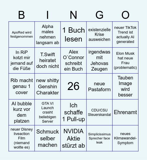 chee Bingo 2026 Bingo Card