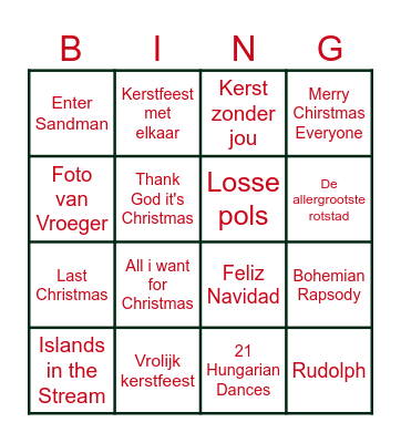 Kerst Bingo 2025 Bingo Card