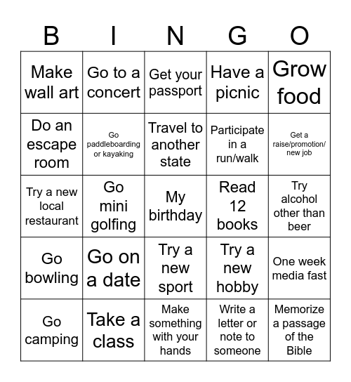 2026 Bingo Card Bingo Card