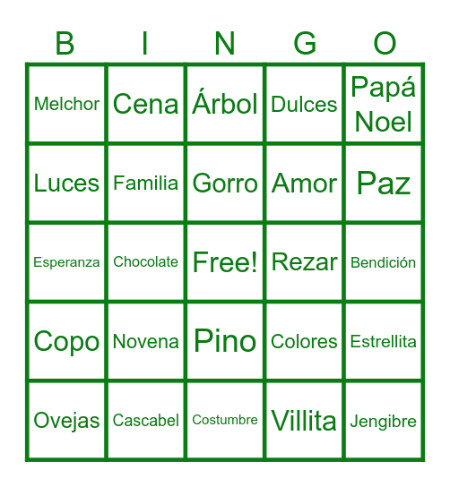BINGO NAVIDEÑO Bingo Card