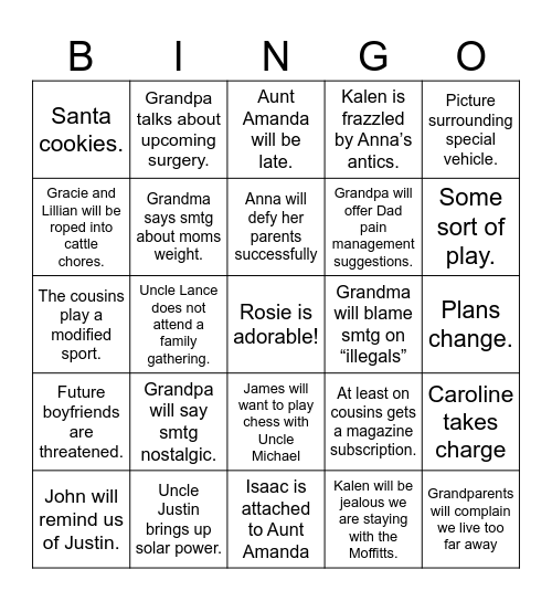 Illinois Christmas 2025 Bingo Card