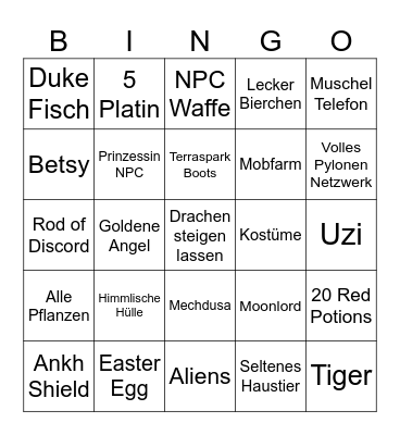 Terraria Bingo Card