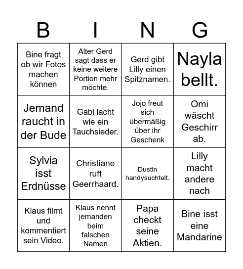 Weihnachtsbingo Card