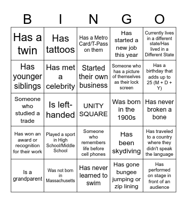 Find Someone Who... Bingo Card