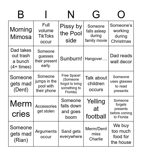 Chrimis Bingo Card