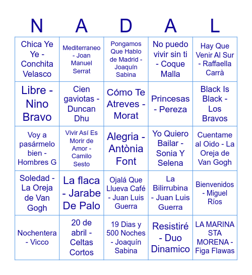 Sant Esteve 2025. Bingo musical Bingo Card