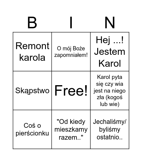 Karol świeta Bingo Card