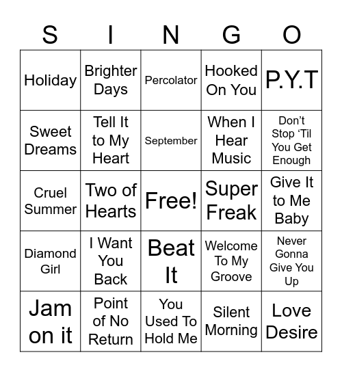 Classics SINGO Bingo Card