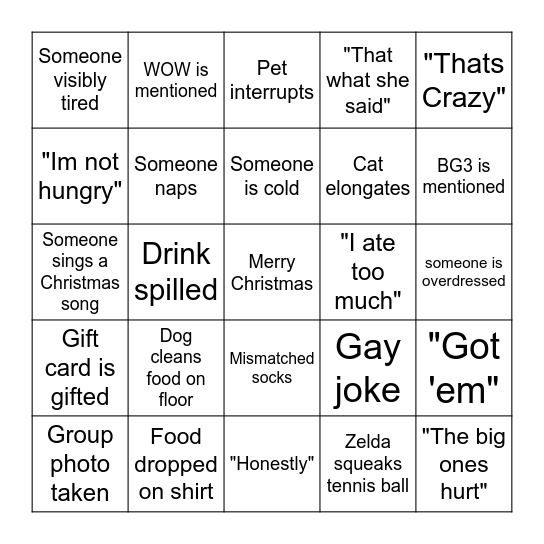 Friendmas Bingo Card