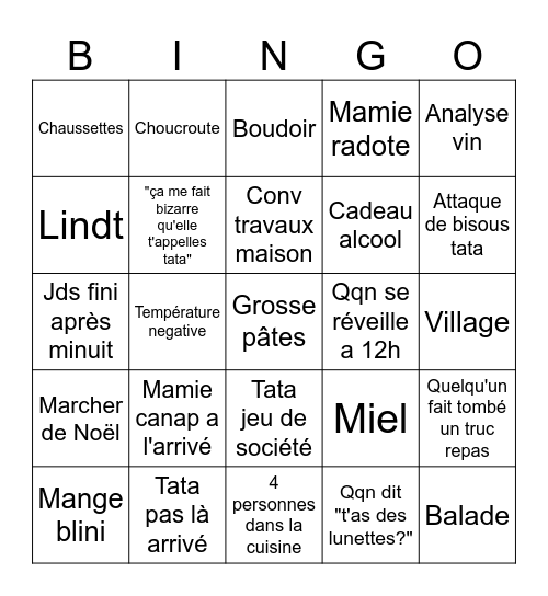 Vacances 2025 dec Bingo Card