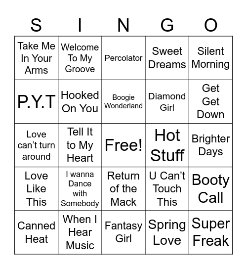Classics SINGO Bingo Card