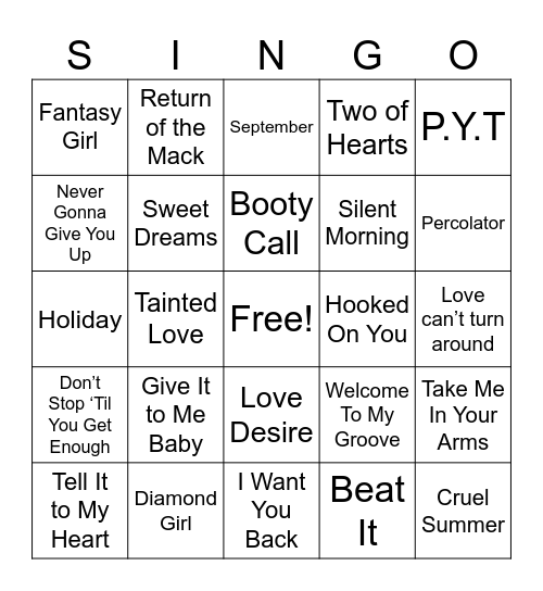 Classics SINGO Bingo Card