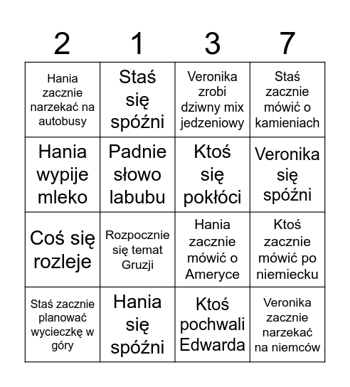 Wigilia bankrupsowa Bingo Card