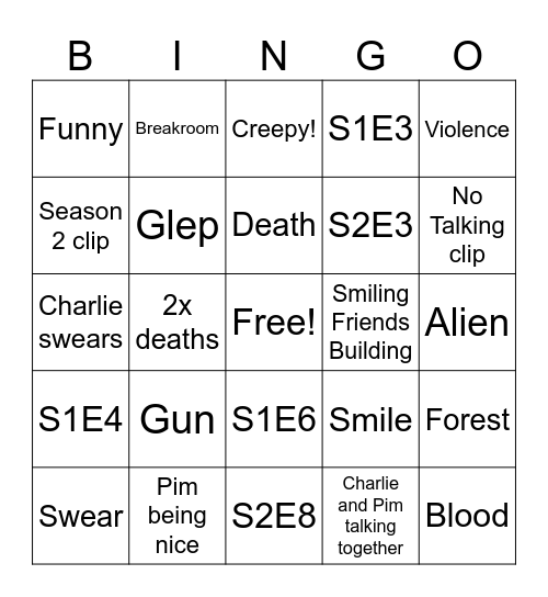 Smiling Friends Bingo Card