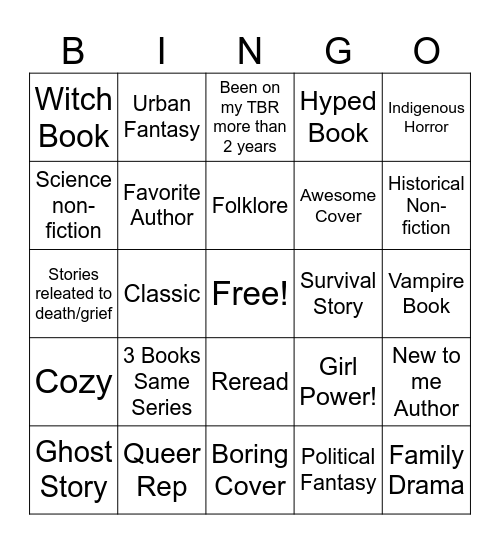 2026 Book Bingo Card