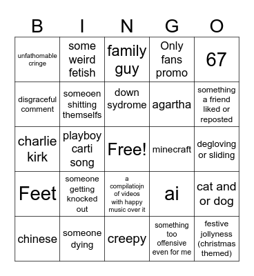 instagram reels Bingo Card