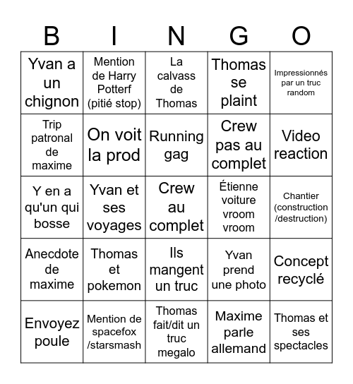 Bingomixem Bingo Card