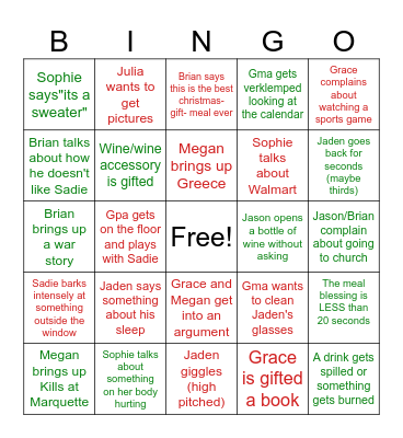 Dillon 1 Bingo Card