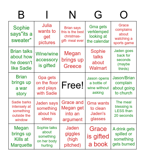 Dillon 1 Bingo Card