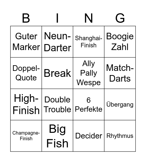 Darts WM 26 Bingo Card