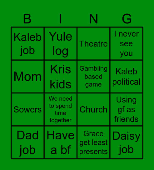 Chrismas Bingo Card