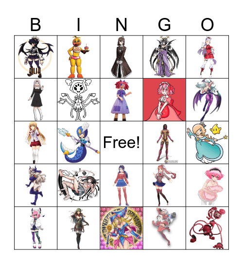 Characters I simp for Bingo Card