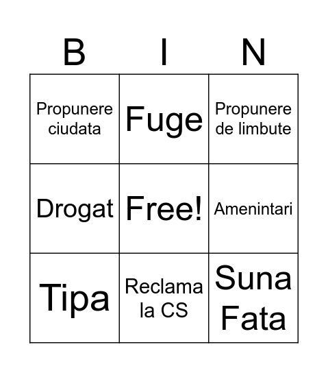 JUSTI BINGO Card