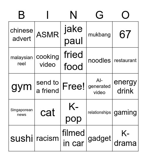 Jayee's fyp Bingo Card