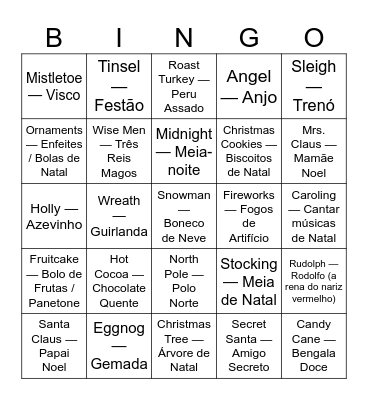 CHRISTMAS AND NEW YEAR'S BINGO Card