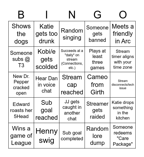 Katie's Holiday Special Bingo Card Bingo Card