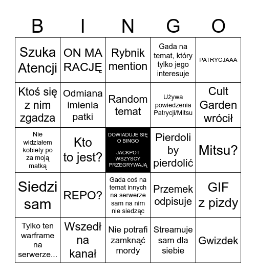 Michał Mnie Rage Baituje Bingo Card