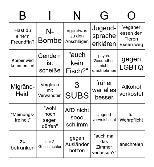 weihnachtsbingo Card