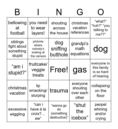 Christmas 🤪🎄 Bingo Card