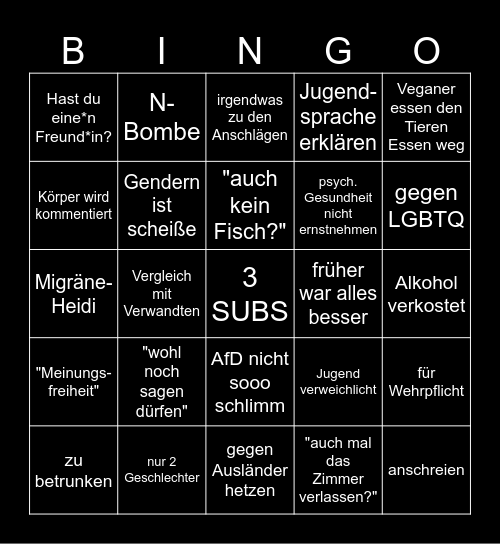 weihnachtsbingo Card