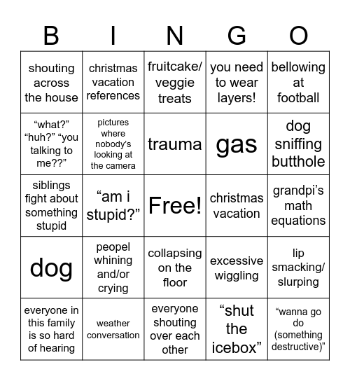 Christmas 🤪🎄 Bingo Card