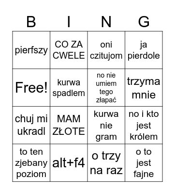 Fall Guys Bingo Card