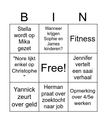 Kerstavond Bingo Card
