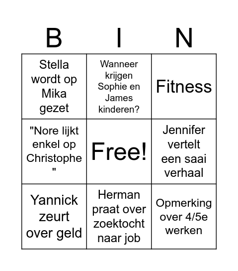 Kerstavond Bingo Card