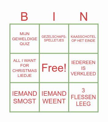Kerst 2025 Bingo Card