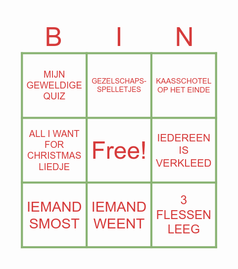 Kerst 2025 Bingo Card