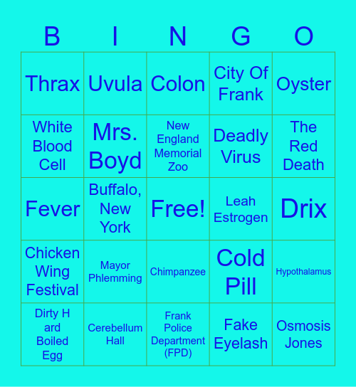 Osmosis Jones Bingo Card