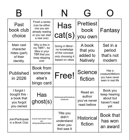 natively 2026 Bingo Card