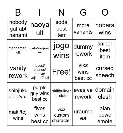 jjs award show Bingo Card