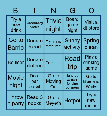 Spring 2026 Bingo Card
