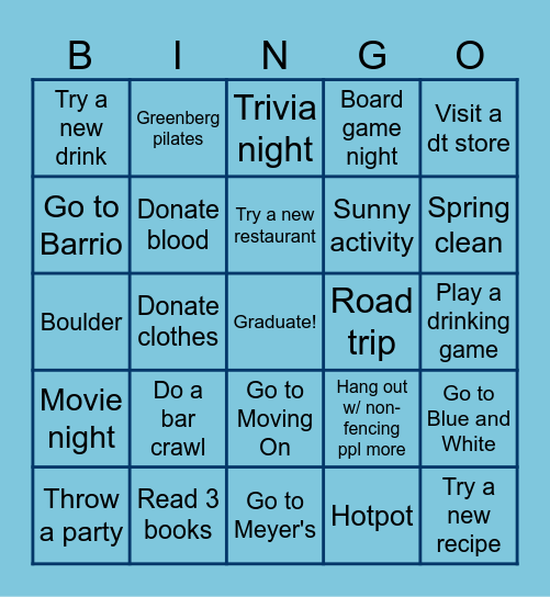 Spring 2026 Bingo Card