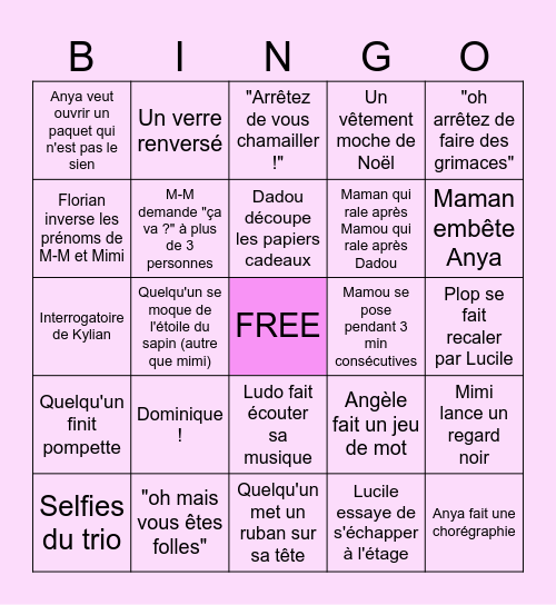 Un Noël chez Mamou Bingo Card
