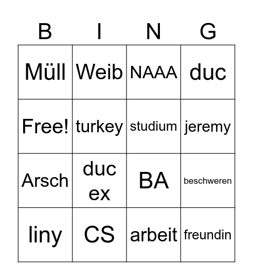 Kaan Bingo Card